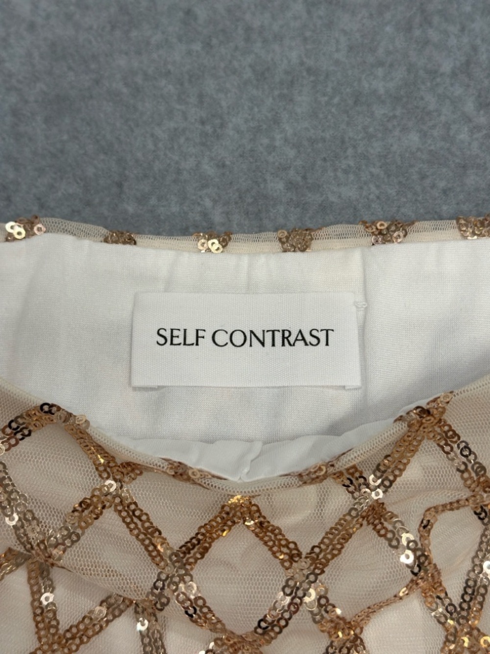 Anthropologie Self Contrast Elegant Cream Gold Lattice Maxi Skirt - Picture 3 of 8